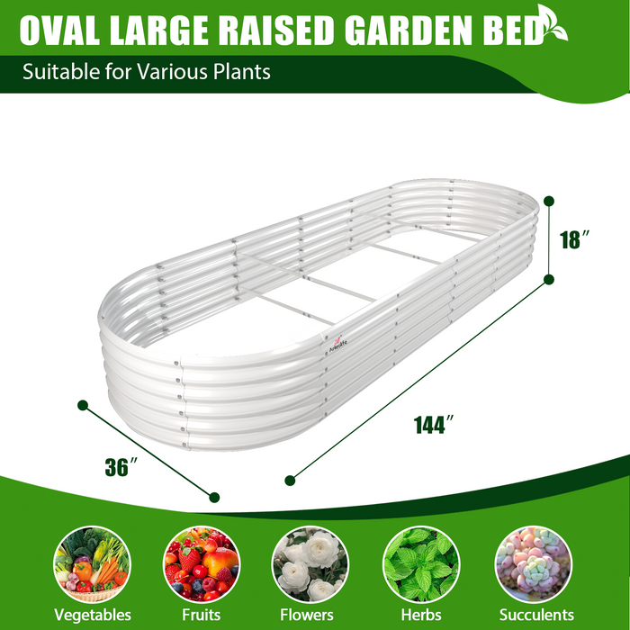18" Tall 12x3 ft Galvanized Steel Raised Garden Bed - Anleolife