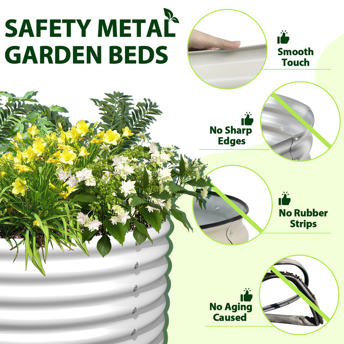 18" Tall 12x3 ft Galvanized Steel Raised Garden Bed - Anleolife