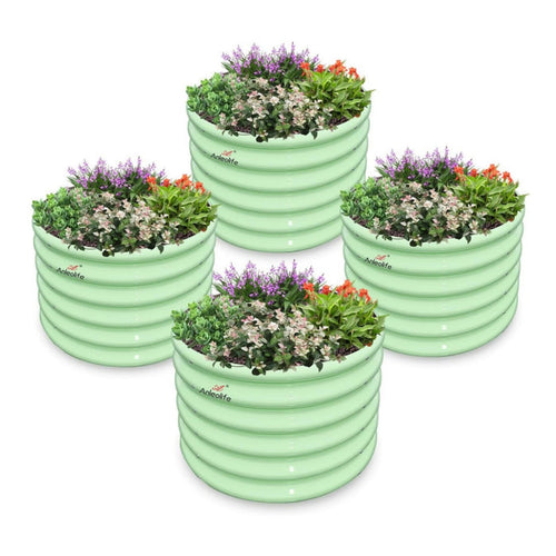 18" Tall 24" Wide Round Galvanized Steel Kids Raised Garden Beds (Set of 4) - Anleolife