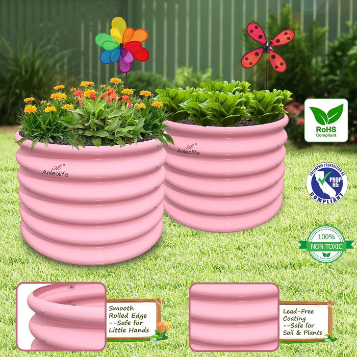 18" Tall 24" Wide Round Sturdy Kids Raised Garden Beds (Set of 4) - Anleolife