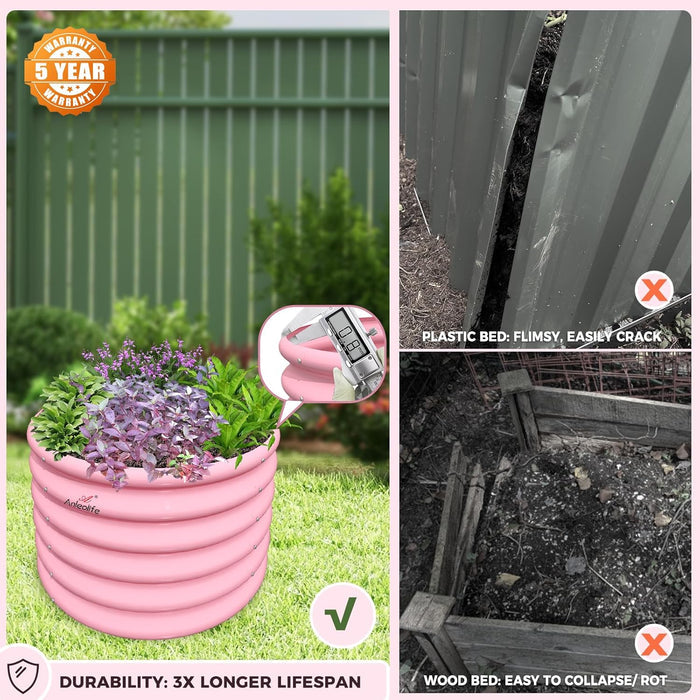 18" Tall 24" Wide Round Sturdy Kids Raised Garden Beds (Set of 4) - Anleolife