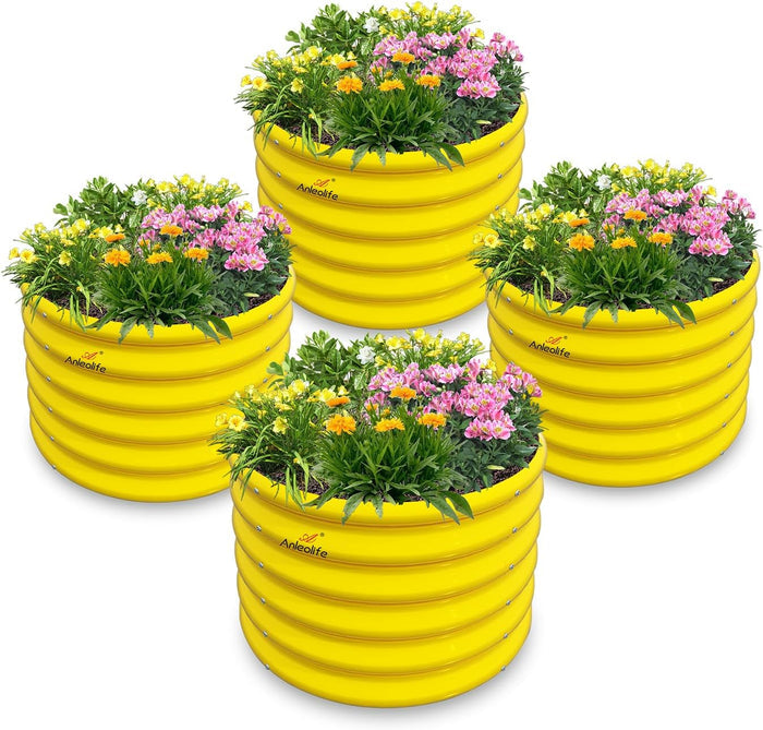 18" Tall 24" Wide Round Kids Raised Garden Beds (Set of 4) - Anleolife