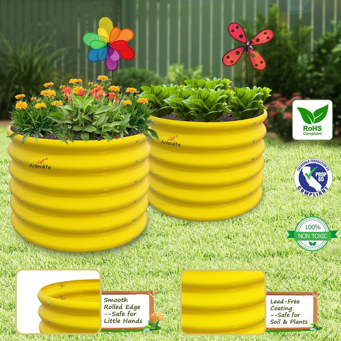18" Tall 24" Wide Round Kids Raised Garden Beds (Set of 4) - Anleolife