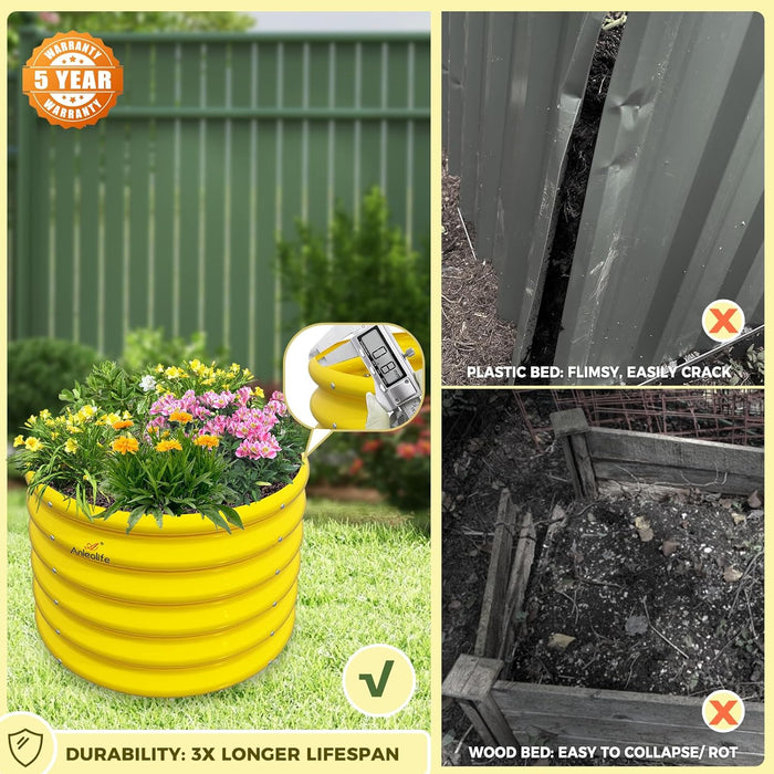 18" Tall 24" Wide Round Kids Raised Garden Beds (Set of 4) - Anleolife