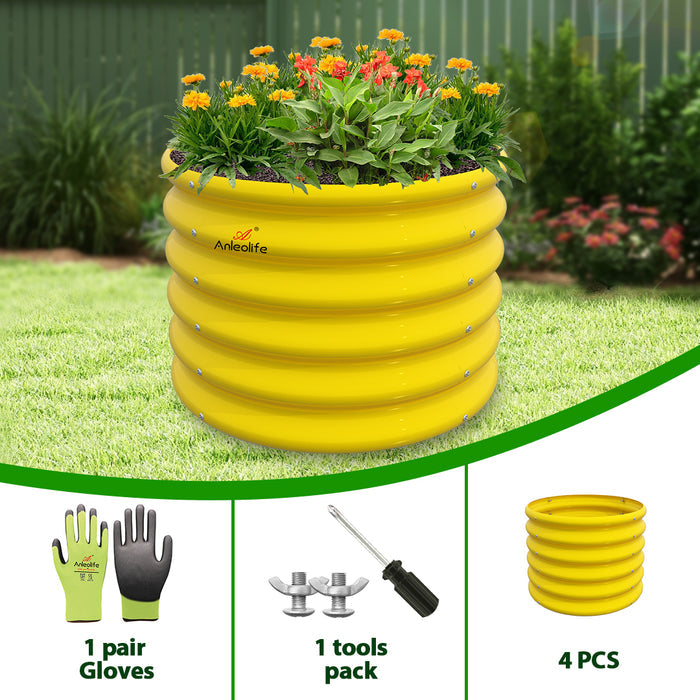 18" Tall 24" Wide Round Kids Raised Garden Beds (Set of 4) - Anleolife