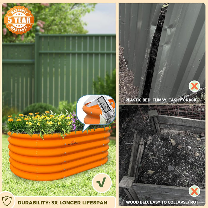 18" Tall 3x2 ft Galvanized Steel Kids Raised Garden Beds (Set of 3) - Anleolife