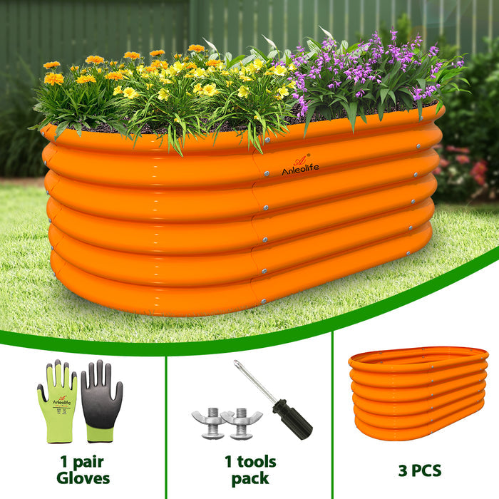 18" Tall 3x2 ft Galvanized Steel Kids Raised Garden Beds (Set of 3) - Anleolife