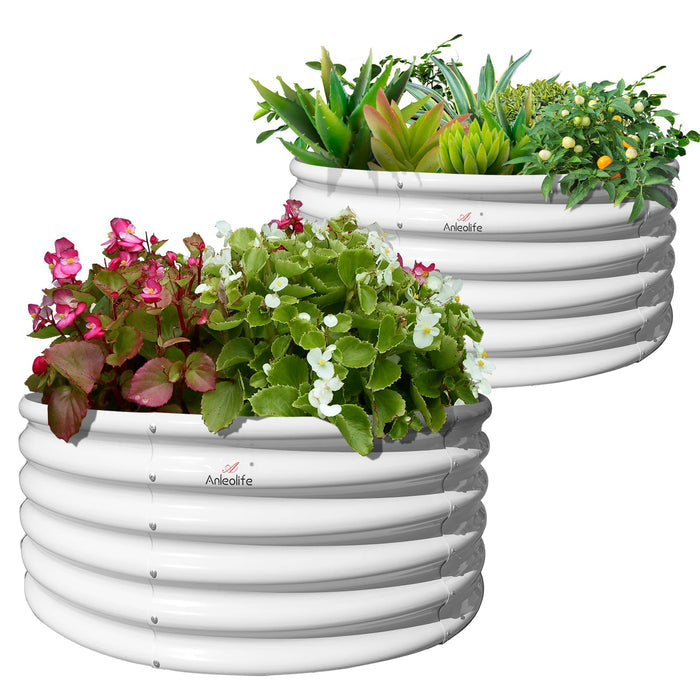 18" Tall 48" Wide Round Raised Garden Beds (Set of 2) - Anleolife