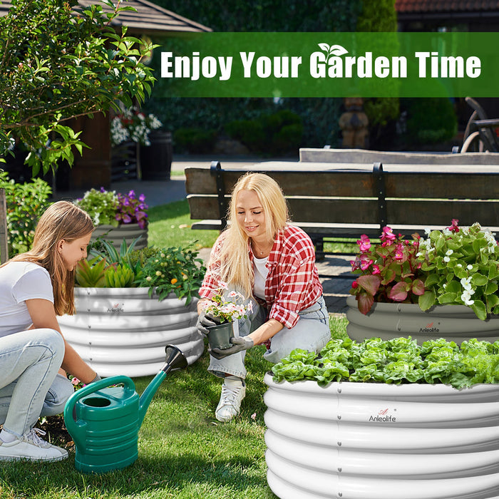 18" Tall 48" Wide Round Raised Garden Beds (Set of 2) - Anleolife