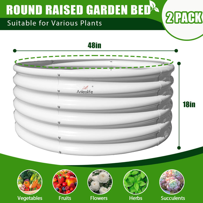 18" Tall 48" Wide Round Raised Garden Beds (Set of 2) - Anleolife #antique-white
