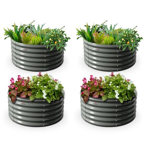 18" Tall 48" Wide Round Raised Garden Beds (Set of 4) - Anleolife #quartz-gray