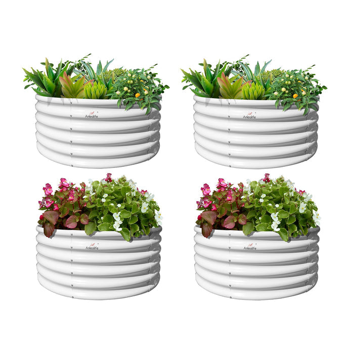 18" Tall 48" Wide Round Raised Garden Beds (Set of 4) - Anleolife #antique-white