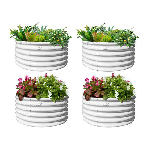 18" Tall 48" Wide Round Raised Garden Beds (Set of 4) - Anleolife #antique-white