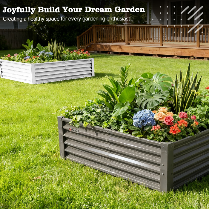 18" Tall 4x4 ft Galvanized Steel Raised Garden Bed