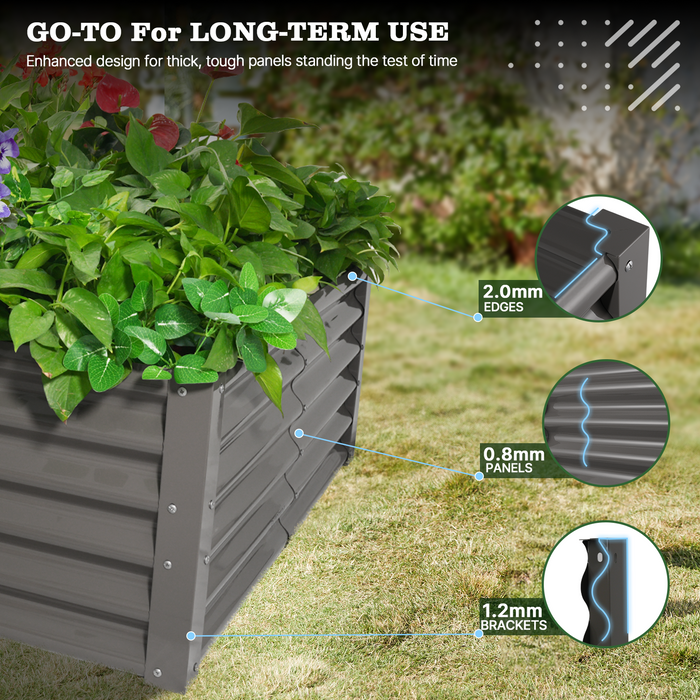 18" Tall 4x4 ft Galvanized Steel Raised Garden Bed