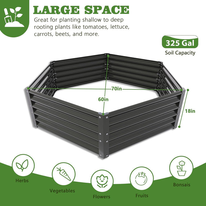 18" Tall 5.8x5 ft Galvanized Steel Raised Garden Beds - Anleolife