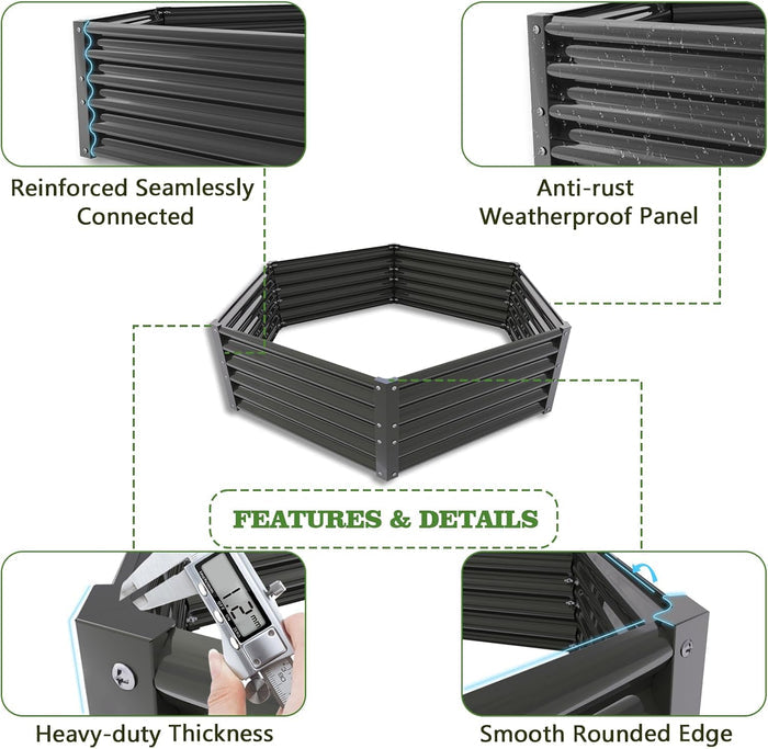 18" Tall 5.8x5 ft Galvanized Steel Raised Garden Beds - Anleolife