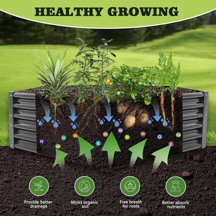 18" Tall 5.8x5 ft Galvanized Steel Raised Garden Beds - Anleolife