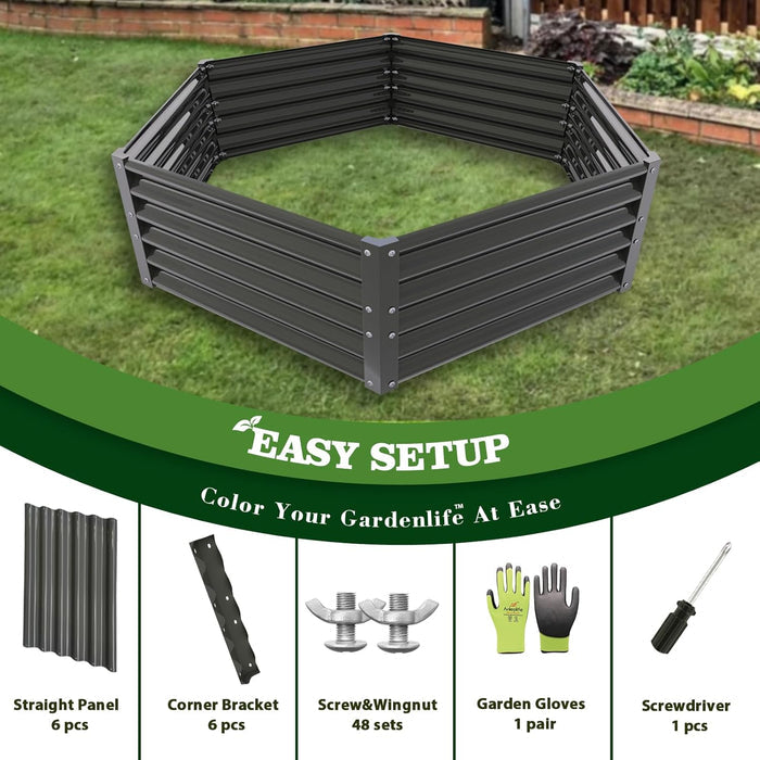 18" Tall 5.8x5 ft Galvanized Steel Raised Garden Beds - Anleolife