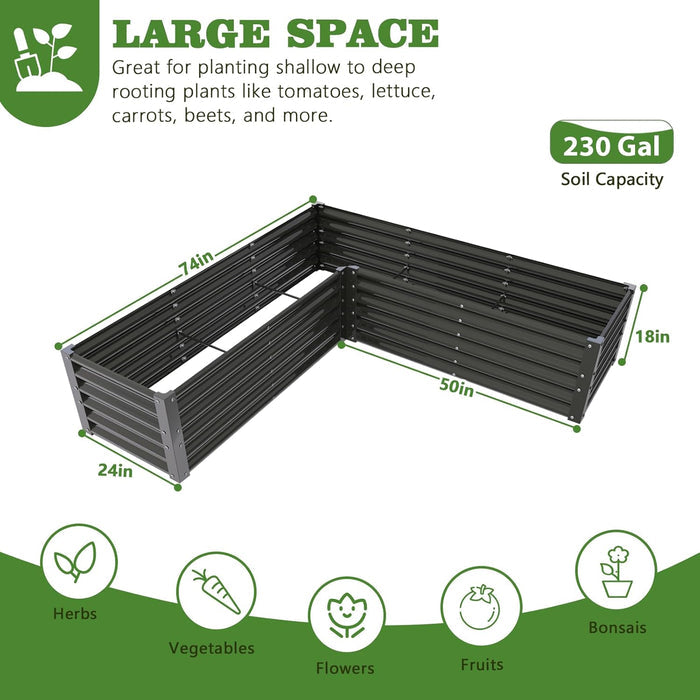 18" Tall 6.2x6.2 ft Galvanized Steel Raised Garden Bed - Anleolife #quartz-gray