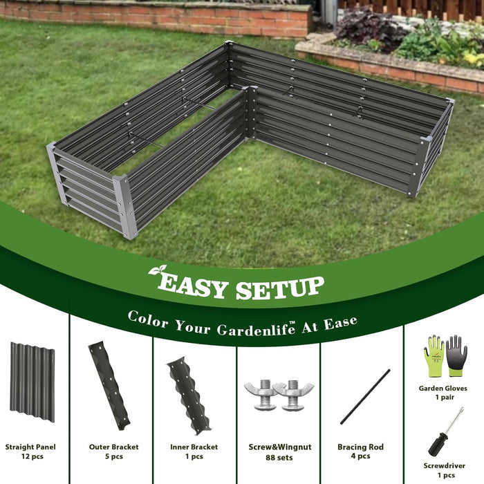 18" Tall 6.2x6.2 ft Galvanized Steel Raised Garden Bed - Anleolife #quartz-gray