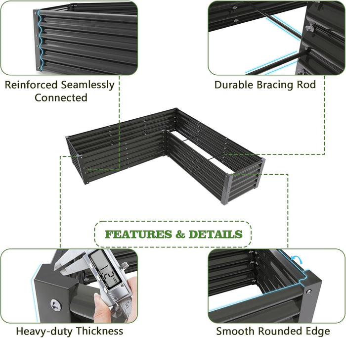 18" Tall 6.2x6.2 ft Galvanized Steel Raised Garden Bed - Anleolife #quartz-gray
