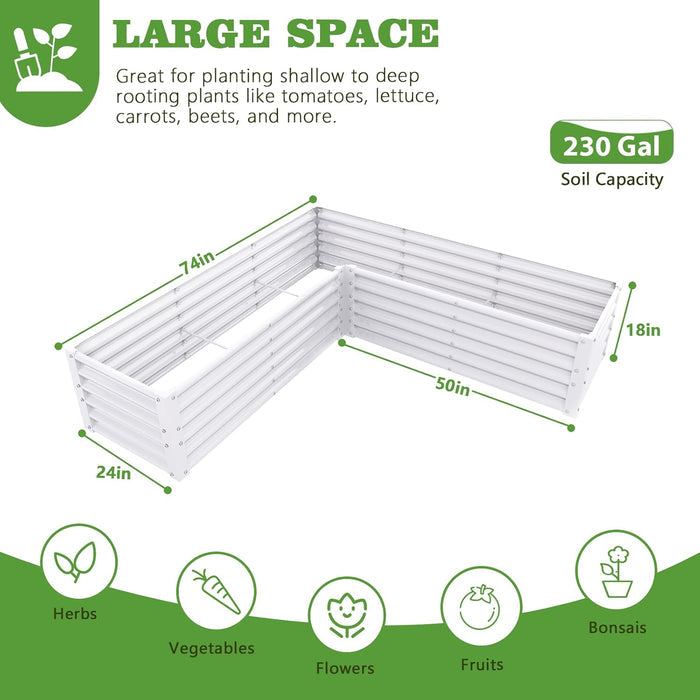 18" Tall 6.2x6.2 ft L-Shaped Raised Garden Bed - Anleolife