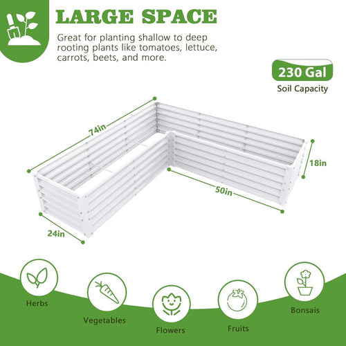 18" Tall 6.2x6.2 ft L-Shaped Raised Garden Bed - Anleolife