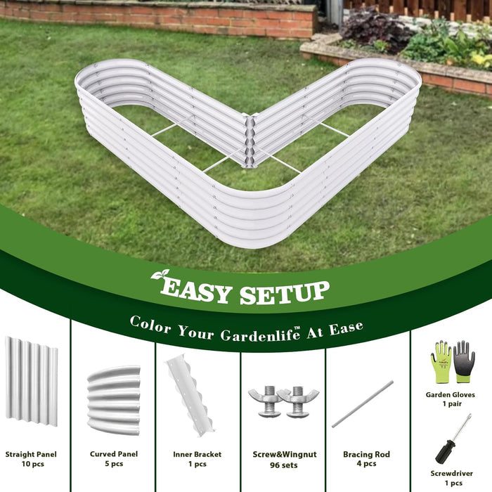 18" Tall 6x6 ft Heart Shape Raised Garden Bed - Anleolife #antique-white