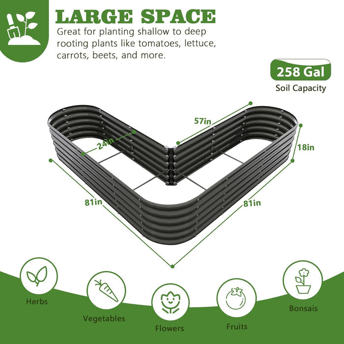 18" Tall 6x6 ft Rust-Resistant Raised Garden Bed - Anleolife #quartz-gray
