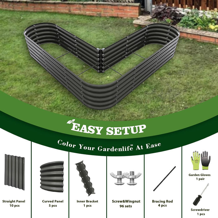 18" Tall 6x6 ft Rust-Resistant Raised Garden Bed - Anleolife #quartz-gray