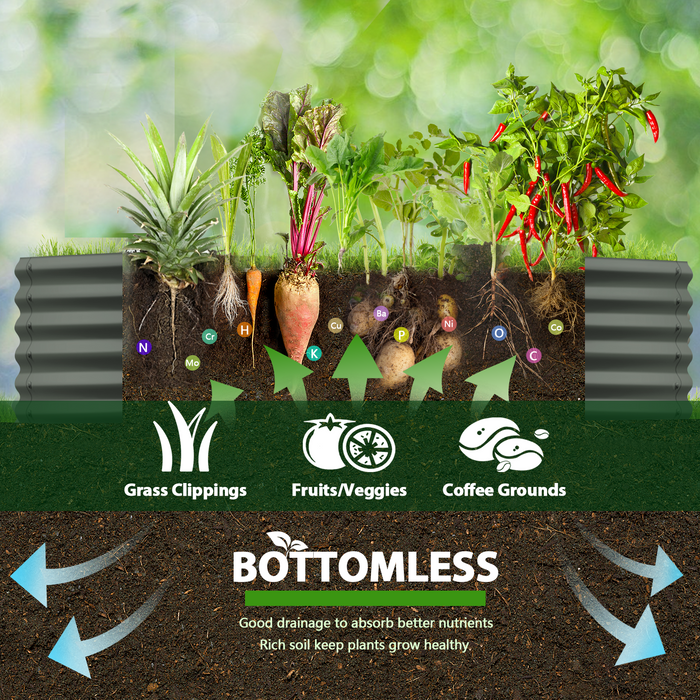 18" Tall 6x2 ft Modular Raised Garden Bed - Anleolife #quartz-gray_1-pack