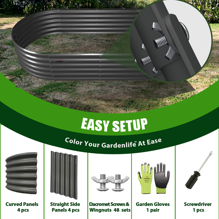 18" Tall 6x2 ft Modular Raised Garden Bed - Anleolife #quartz-gray_1-pack