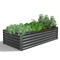 Metal raised garden bed with green plants on a white background #quartz-gray