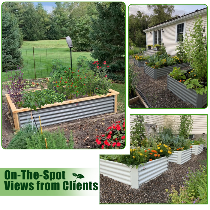 18" Tall 6x3 ft Galvanized Steel Raised Garden Bed - Anleolife #quartz-gray