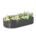 Gray metal planter box with flowers on a white background #quartz-gray