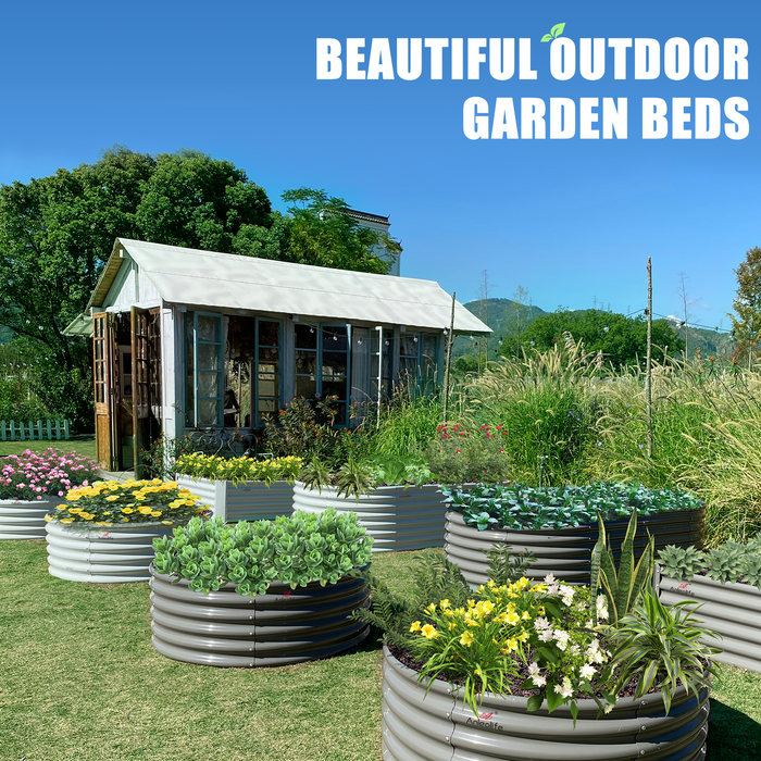 18" Tall 8x4 ft Galvanized Steel Raised Garden Bed - Anleolife #quartz-gray