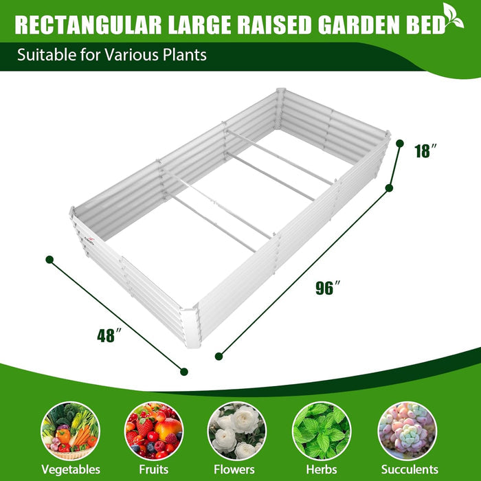 18" Tall 8x4 ft Galvanized Steel Raised Garden Bed - Anleolife