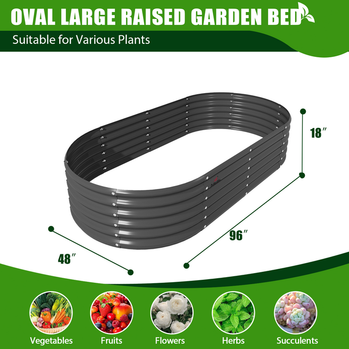 18" Tall 8x4 ft Galvanized Steel Raised Garden Bed - Anleolife #quartz-gray