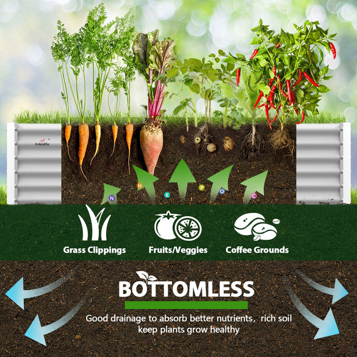 18" Tall 8x4 ft Galvanized Steel Raised Garden Bed - Anleolife