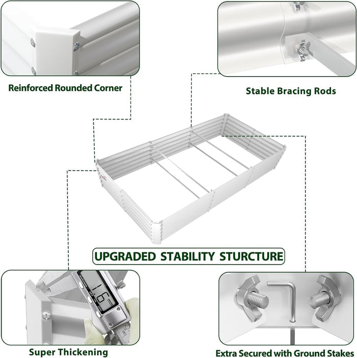 18" Tall 8x4 ft Galvanized Steel Raised Garden Bed - Anleolife
