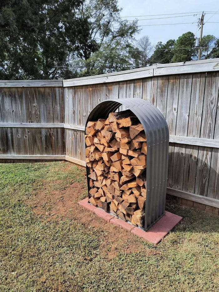 Arch-Shaped 18"D x 36"W x 54"H,20.25 Cube Ft Storage Heavy Duty Metal Firewood Racks Log Holder, Grey Galvanized Steel Shed, Rainproof - Anleolife