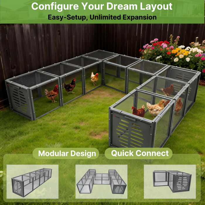 20.8" Chicken Run Extension for Coops – Modular Metal Chicken Tunnel System