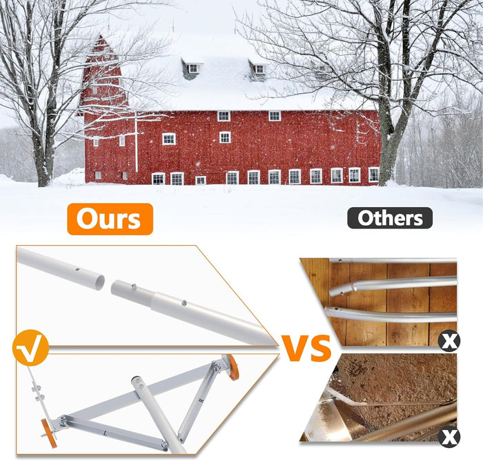 21ft Adjustable Telescoping Roof Rake Snow Removal Tool ,with 25" Blade & Slide Cloth,Roll Wheels, Anti-Slip Handle - Anleolife