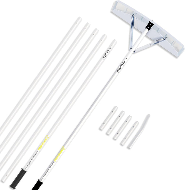 21FT Telescoping Snow Roof Rake Shovel Aluminum Tube Non-Slip Handle with Extendable Poles - Anleolife