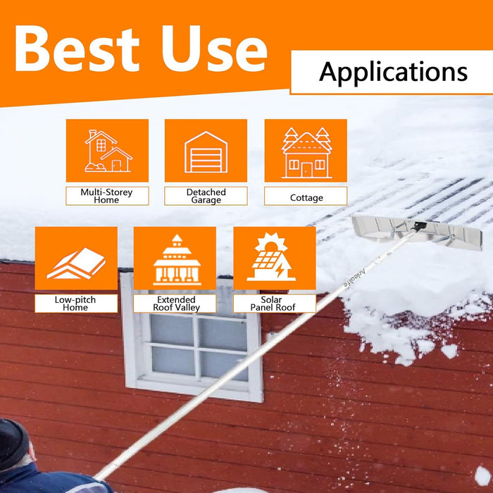 21FT Telescoping Snow Roof Rake Shovel Aluminum Tube Non-Slip Handle with Extendable Poles - Anleolife