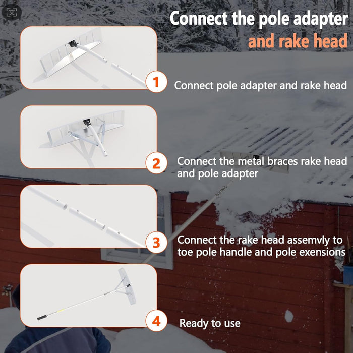 21FT Telescoping Snow Roof Rake Shovel Aluminum Tube Non-Slip Handle with Extendable Poles - Anleolife