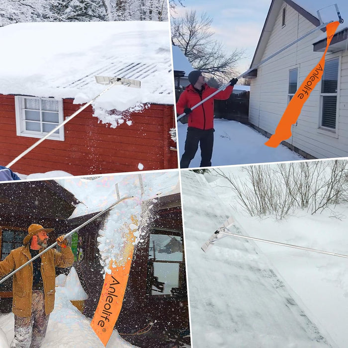 21FT Telescoping Snow Roof Rake Shovel Aluminum Tube Non-Slip Handle with Extendable Poles - Anleolife