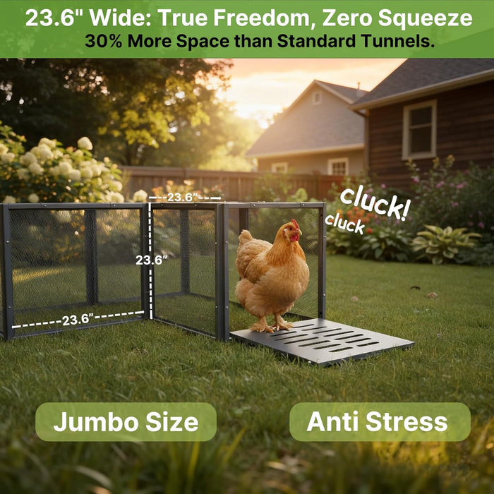 23.6" Chicken Run Extension for Coops – Modular Metal Chicken Tunnel System