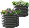 24" Extra Tall 35" Wide Round Raised Garden Beds (Set of 2) - Anleolife #quartz-gray_2-pack